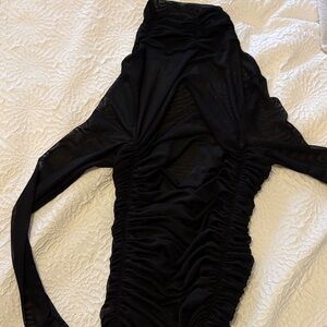 Black mesh body suit